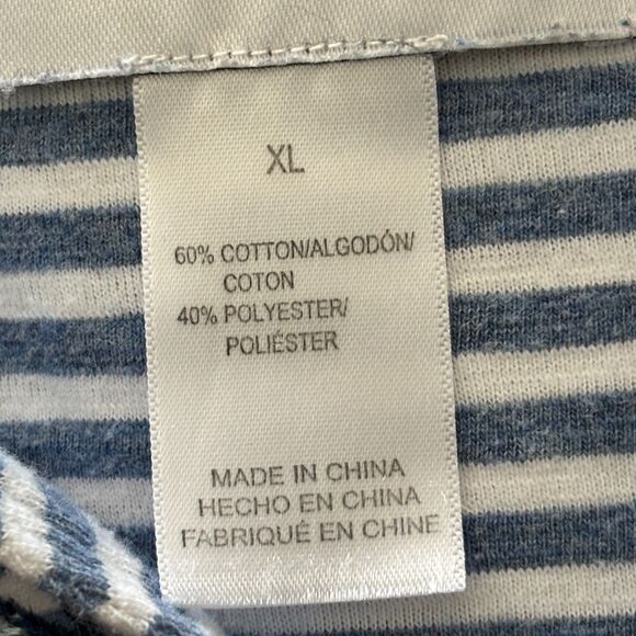 Alfred Dunner Nautical Blue Stripe Embroidered V Neckline XL 3/4 Sleeve Top #L - Picture 8 of 9